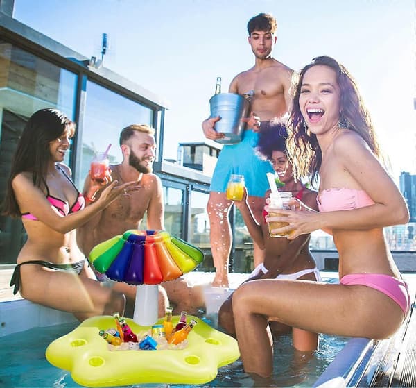 Flytende Pool Bar, Badeleke for Voksne, Oppblåsbar Pool Bar, Bøye Bar, 95x55x65cm