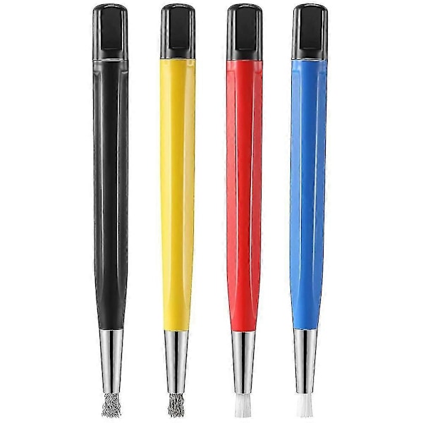 4 stk./sæt Rustfjernelsesbørstepen Glasfiber / Messing / Stål / Nylon Børstepen Form Urdele Polering Rengøringsværktøj
