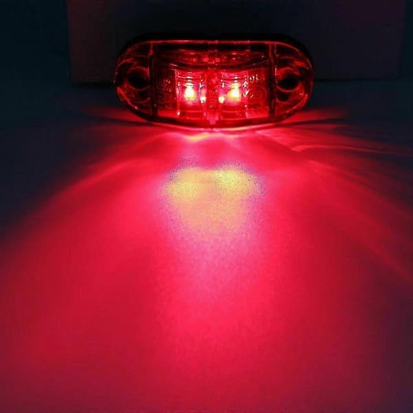 10x Røde LED 2,5 tommer 2 Diode Lys Oval Klarering Tilhenger Lastebil Sidemarkør Lampe