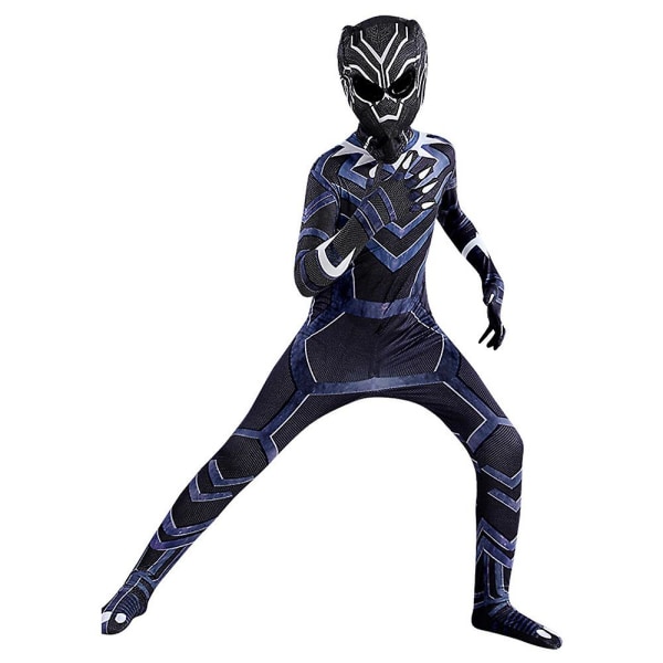 Black Panther Barn Gutter Halloween Cosplay Kostyme Superhelt Jumpsuit Sett 5-6 Years