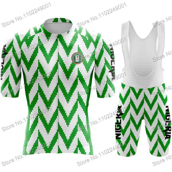 Nigeria Cykeltøj Sommer Cykling Kortærmede Jersey Sæt Herre Road Bike Shirt Dragt Cykel Bib Shorts MTB Sportswear 1 L