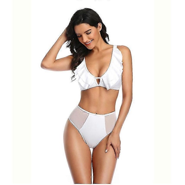 Sexet Dobbelt Blinkende Mesh Ensfarvet Bikini