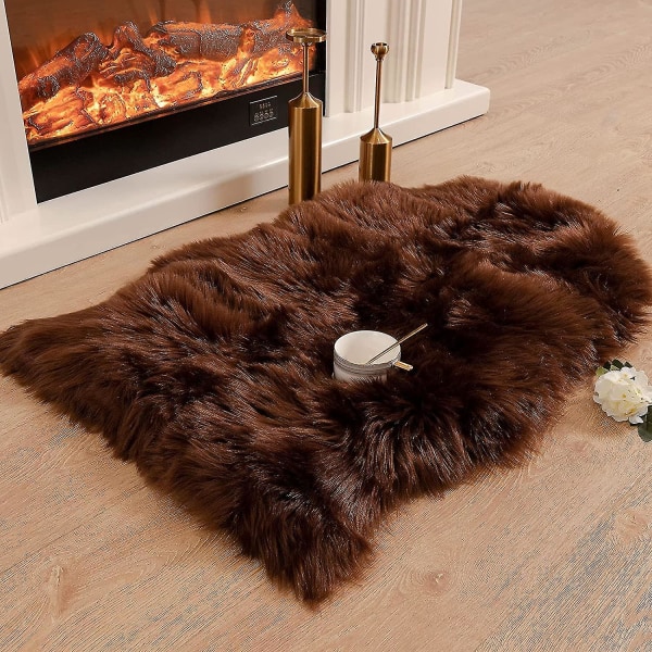 Tflycq Luxury Pehmeä tekonahkainen cover istuintyyny Pehmo turkisalueen matot, yhteensopivat makuuhuoneen kanssa, 2ft x 3ft, valkoinen
