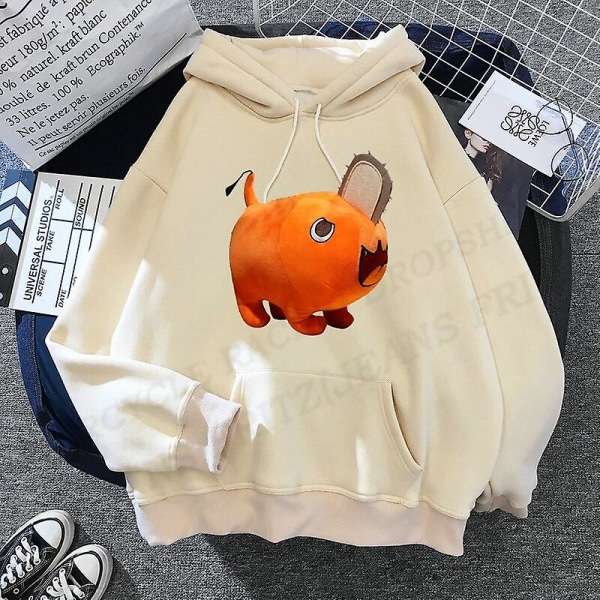 Motorsav Man Makima Pochita Hættetrøje Mænd Kvinder Mode Motorsav Man Hættetrøjer Børn Anime Hættetrøjer Sweatshirts Hættetrøjer Sweat Pigefrakker 2DF5112303-beige S