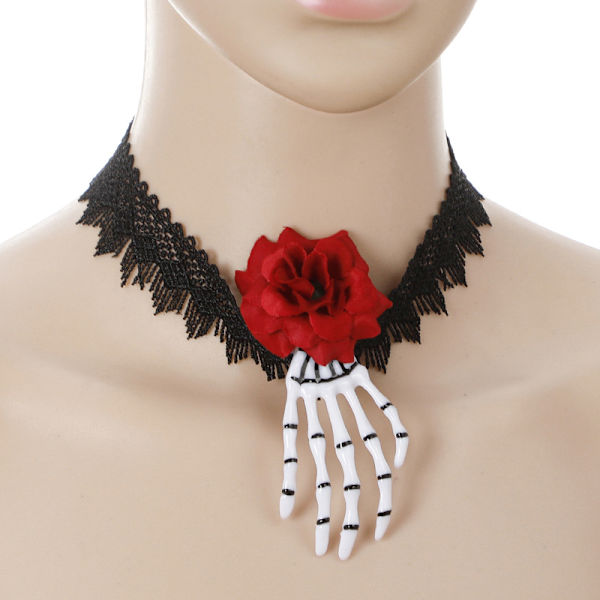 Halloween Skrekk Skull Palm Halskjede Masquerade Vampyr Lady Dress Up style 2