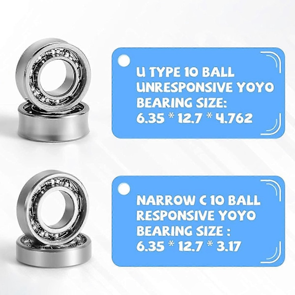 Yoyo Kit, 12 Yoyo-strenger, 8 Silikonputer, 2 10 Kule Ikke-responsiv, 2 Smal C Responsiv, 4 yoyo-aksel