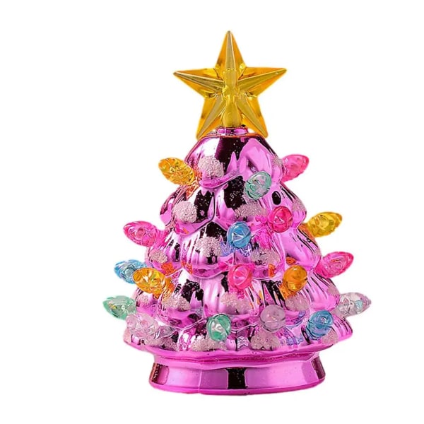 11 cm Mini juletre med lys Kunstig jern Juletre Ornament Lyst Festlig dekorasjoner Juletre Nyttårsgave rose red