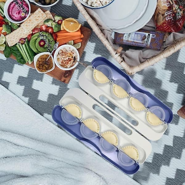 Dumpling Maker Form til 8 Wrappers med Sprayflasker, Bærbart Dejpresse Sæt, Gyoza Presseblå