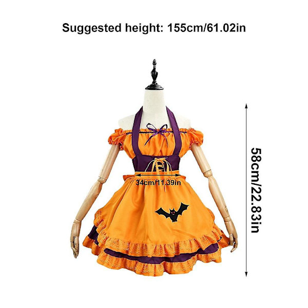 Brodert Pumpkin Maid Outfit Anime Cosplay Brodert Kostyme French Maid Fancy Dress Sett Halloween Fancy Dress Costume Purple S