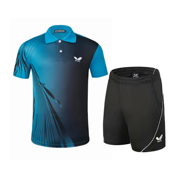 Nya bordtenniskläderset för män och kvinnor T-shirtshorts Tävlingsträningsdräkt Bordtennisdräkt -40 MEN BLUE XL