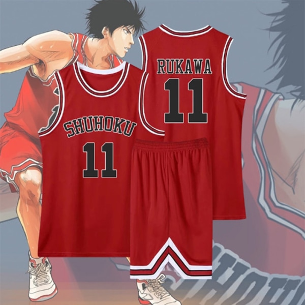 Anime Sakuragi Hanamichi Cosplay Slam Dunk Jersey Shohoku School Basketball Team Uniform Sportswear Kaede Rukawa Cosplay Costume Deep Purple M
