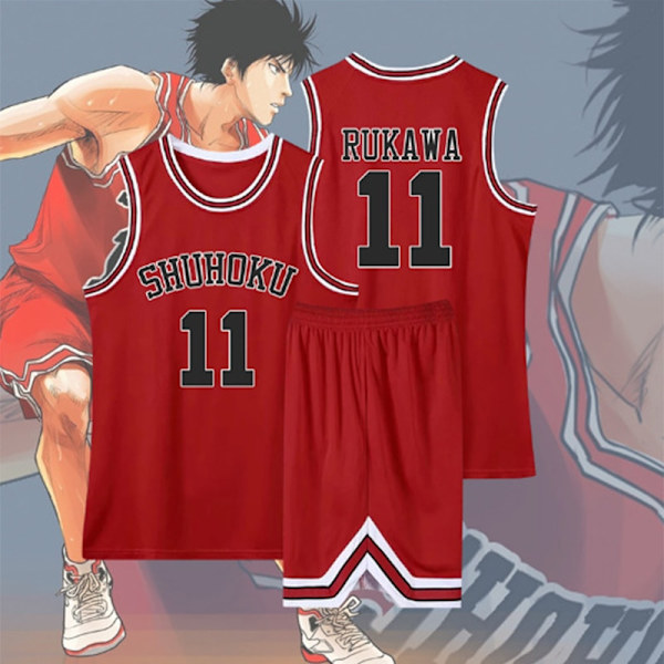 Anime Sakuragi Hanamichi Cosplay Slam Dunk Jersey Shohoku School Basketball Uniform Sportswear Kaede Rukawa Cosplay Costume Navy Blue 6XL
