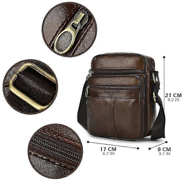 Herrar Liten Äkta Läder Handväska Axelväska Portfölj Business Messenger Ryggsäck Crossbody Casual Sling Herrgåva