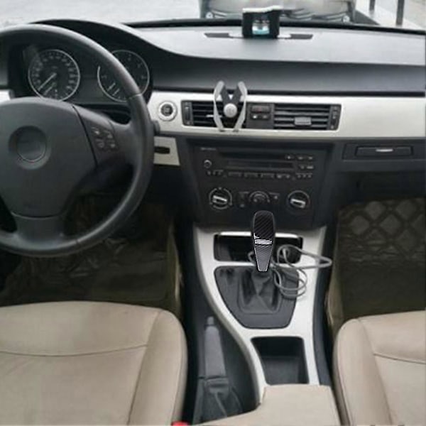 2x För E90 E92 E93 E87 3-serie 2005-2012 Kolfiberfärgad ABS Växelspaksknopp Huvudskydd Trim Ca