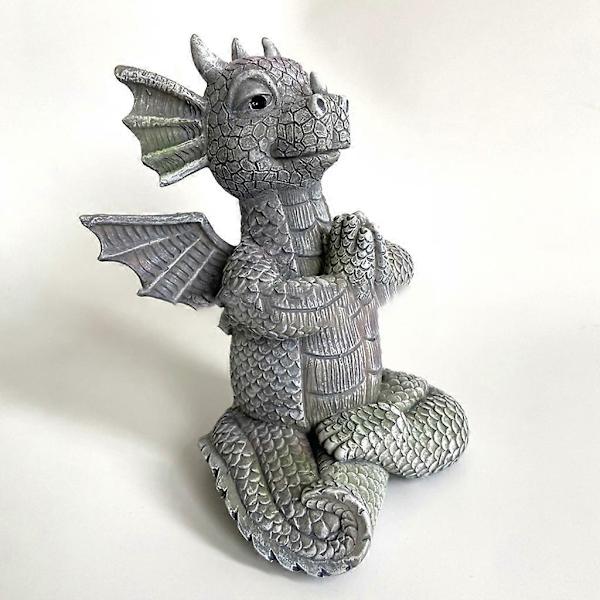 Sød Baby Drage Statue Have Ornament Kunst Resin Håndværk Loong med Små Vinger