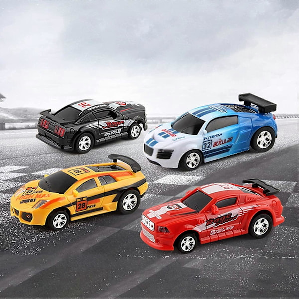 Mini RC Bil, 1 Set Mikro Fjärrkontroll Bil med Vägspärrar Coca-Cola Burkar Design Kreativ Simulerings Racing Bil Leksak Barn Present Blå En Storlek