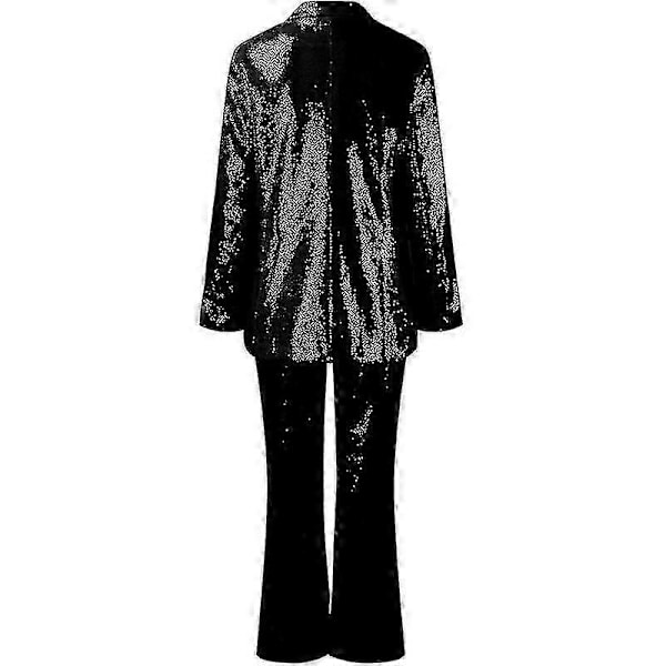 Damkostym Set Paljett 2-delat Byxset Slim Fit Formella Kostymer Business Blazer Byxor