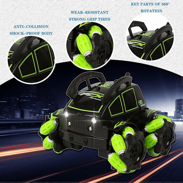 Fjernstyrt Driftebil for Gutter og Jenter, 2.4 GHz RC Stunt Kjøretøy 360 Roterende Sport, Radiostyrte Driftebiler Glidende Innendørs Utendørs for 4 -