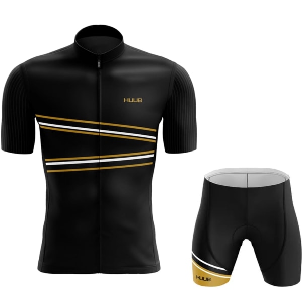 2023 HUUB Cykeltrøje Sæt Mænd Kortærmet Sommer Bjerguniform Ropa Ciclismo Cycling Maillot Cykeltøj Dragt Gold XXL