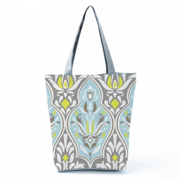 Handväskor för kvinnor Eco Återanvändbara Etnisk stil Färgglada geometriska mandalamönster Portable 2022 Axelväskor Shopper Tote Damer style 9