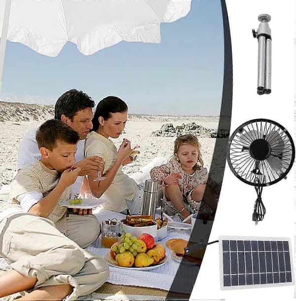Solcelledrevet Udendørs Køleventilator, Solpanel Udendørs Ventilator, Bærbar Solcelleventilator