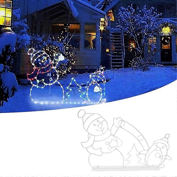 Animert Julelys Snøballkamp Rammedekor Lysende Snømann & Pingvin
