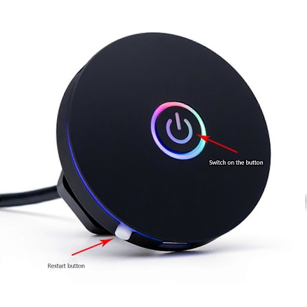 Computer Switch RGB Belysningseffekt Ekstern Værts Strømknap, Velegnet til Internetcaféer, Hjem, Kontorer (Sort)