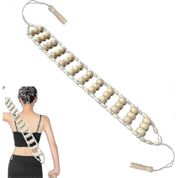 Massage Roller i Trä för Rygg, Träterapi, Cellulitemassage, Självmassageverktyg för Nacke Ben Rygg Smärtlindring 110 cm - 60 x 7,5 cm Rullning