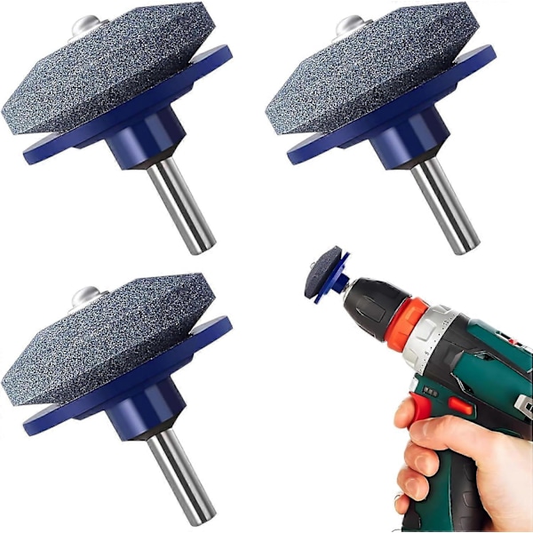 Gressklipperblad Sliper, 3 Stykker Gressklipper Sliper, Gressklipperblad Sliper - Praktisk og Tidsbesparende - for Elektrisk Drill, Hageverktøy