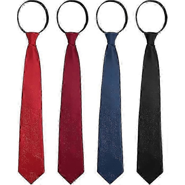 4 stk. Herre Forbundet Lynlås Slips, Formelt Business Slips, Silke Bryllupsslips, Slips i Flere Farver til Bryllupper Begravelser, Håndlavet Slips