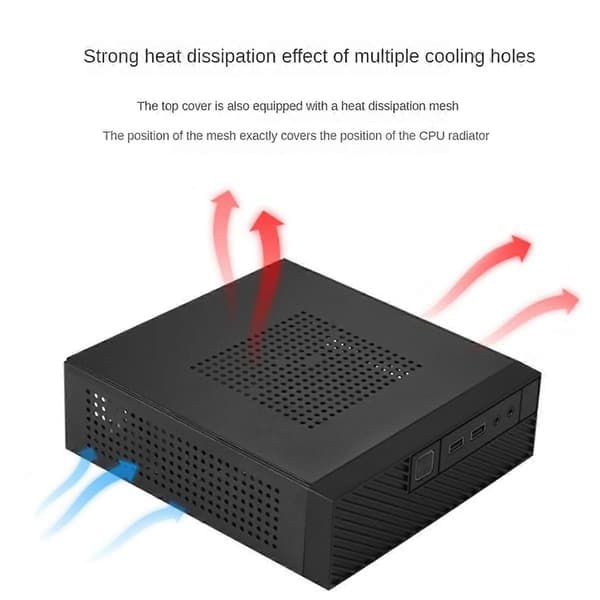 M06 Mini Desktop Chassi MINI-ITX PC-chassi Mångsidigt och Effektivt Industriellt Kontrollchassi med Fot