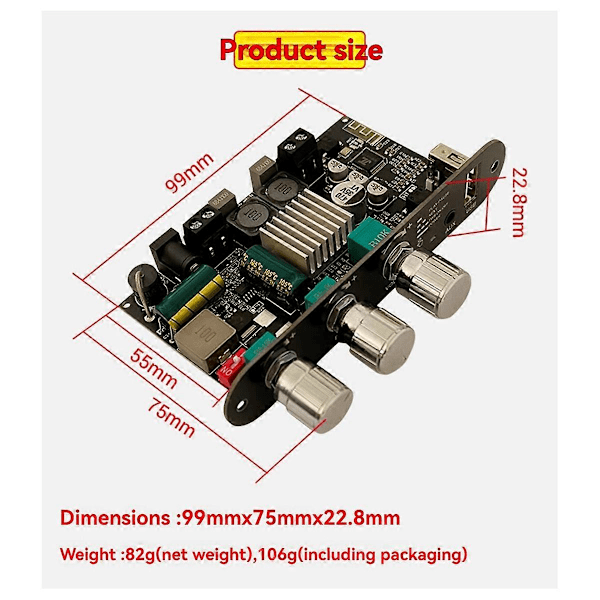 2 stk. 100W Mono Forsteker Kort med Bluetooth Høy Effekt Lydforsterker Modul -1001U for DIY Hjemmekino