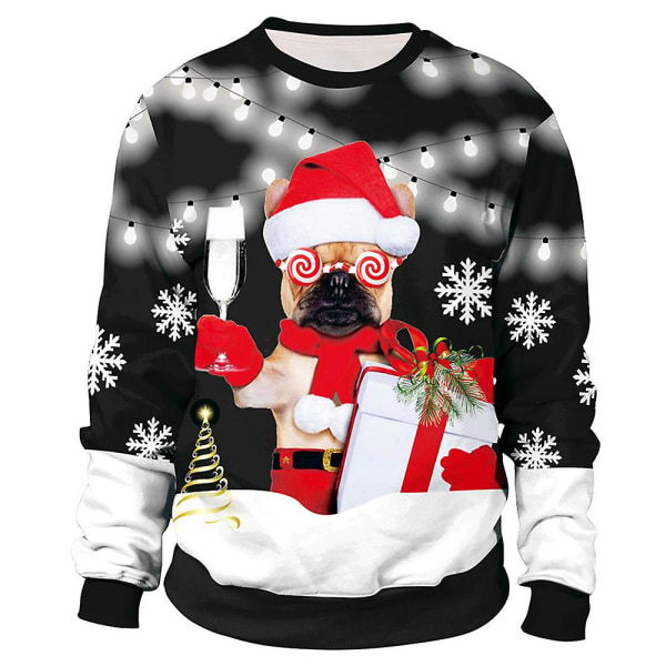 Par Jul 3d Nyhet Print Genser Uformell Langermet Genser Genser Kvinner Menn Julefest Ugly Funny Topper style 3 M