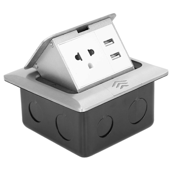 Dobbel USB Hurtig Pop-Up Innebygd Skrivebord Gulv Elektrisk Uttak 250V US Standard