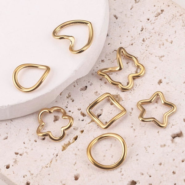 10 stk. Stålfarve Guld Mange Former Vedhæng til Kvinder Trendy Geometriske Charms