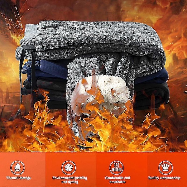 Herr Thermobyxor Fleece Fodrade Tjocka Lediga Sportbyxor Vinter Höst Byxor