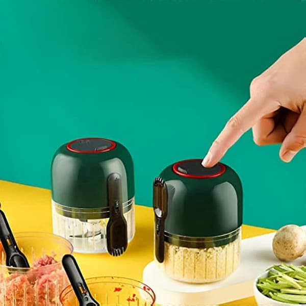 300 ml Elektrisk Mini Foodprocessor til Hvidløg med Ske USB-opladning