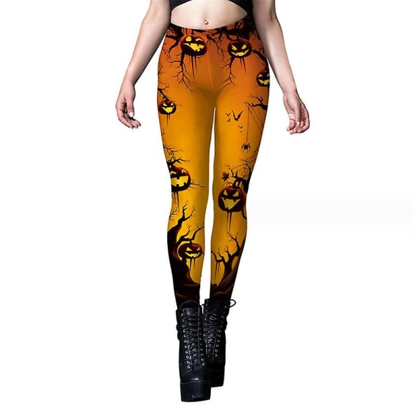 Naisten halloween kurpitsalla printed leggingsit COLOR 2 L
