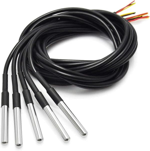 5 STK 18B20 Vanntett Temperatursensor Termoelement Termometer 1M med Termisk Motstand Termisk Kabel
