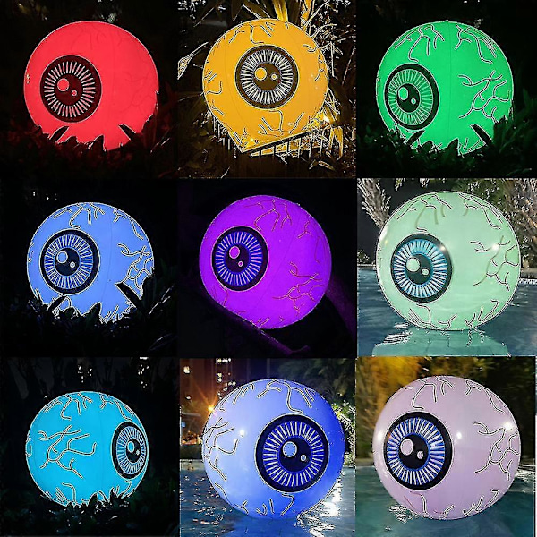 Halloween Oppblåsbar Øyeball Fargerik LED Lys Ballong Med Fjernkontroll Fargeskiftende Spøkelsesøyeball Hage Plen Party Dekor Forsyninger