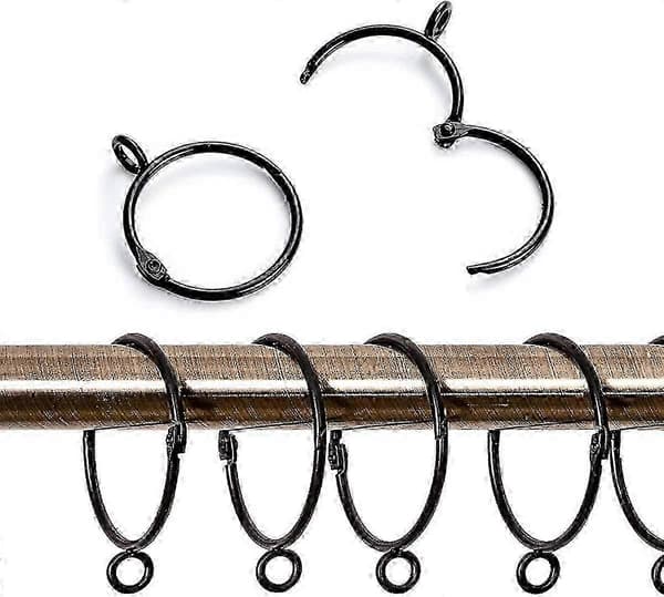 38 mm Diameter Sorte Metal Gardinstangsringe Sæt med 20