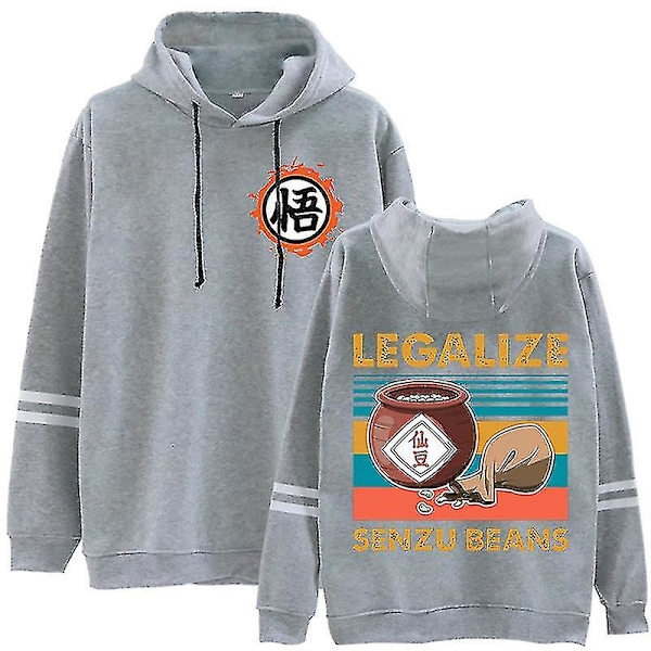Dragon Ball Perifera printed kläder Huvtröja Höst/vinter Randig hoodie för män och kvinnor Grey L