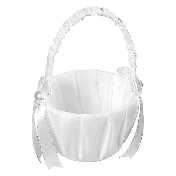 4-pack Bröllops Satinblomkorg, romantisk rosett Party Blomsterflickekorg
