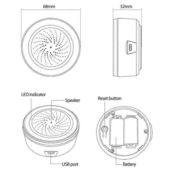 ZigBee NEO 90DB Lyd- og Lyssensor Tuya Smart Life Indbygget Sirene