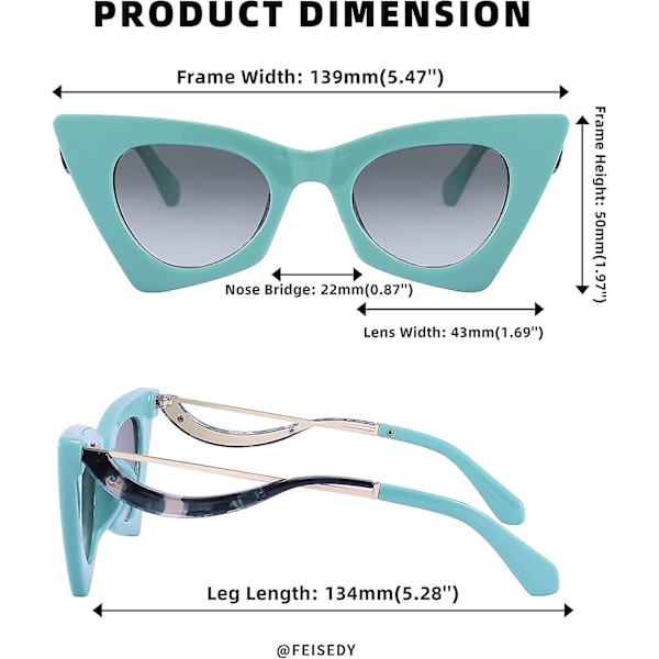 Ubiuo Dam Vintage 60-tals Cateye Solglasögon Cool Personlig Charm Modern Trendig Söta Kattögon Glasögon B2779