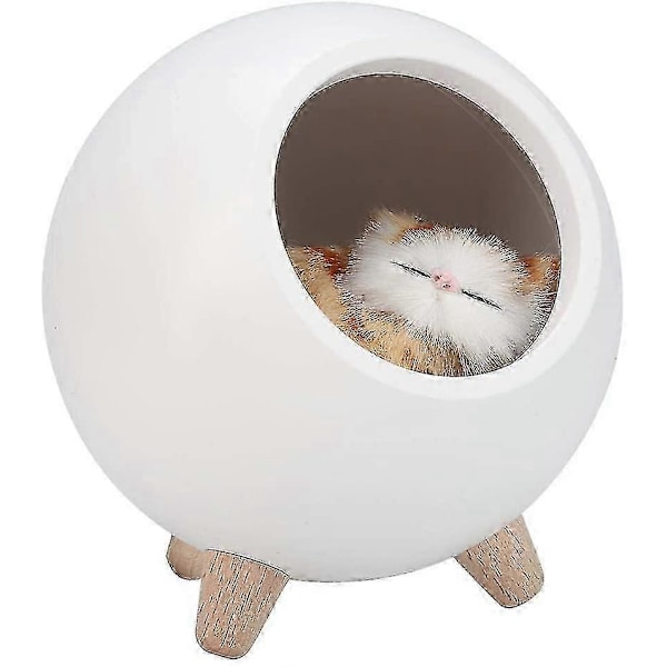 Katt Kjæledyrhus Bordlampe, Søt Katte Nattlampe Lite Kjæledyrhus Dobbel Strøm USB Lading Led Nattlampe