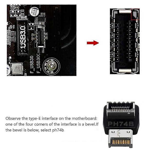 Computer Motherboard Type-e Usb 3.1 Type-e Interface 90 Graders Styrevinkel Albue Front Type-c Installeret Adapter(ph74b)