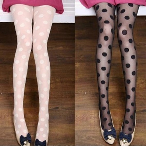 Dam Vintage Retro Stora Prickiga Tryckta Tights Strumpbyxor Ultratunna Jacquar