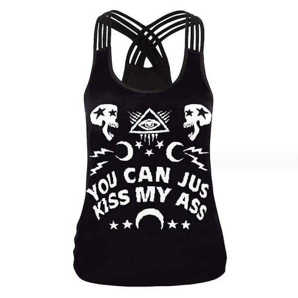 Dame tanktop Halloween 3d Horror Ugly Print Cross Skulderstrop Nyhed Rundhalset Vest Tee style 8 M