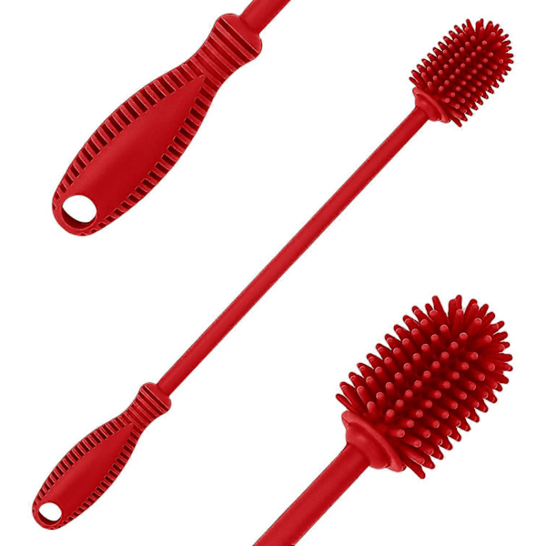 Silikonipullosivellin - Pullonpesusivellin - Silikonisivellin - Pullosivellin - (Punainen)